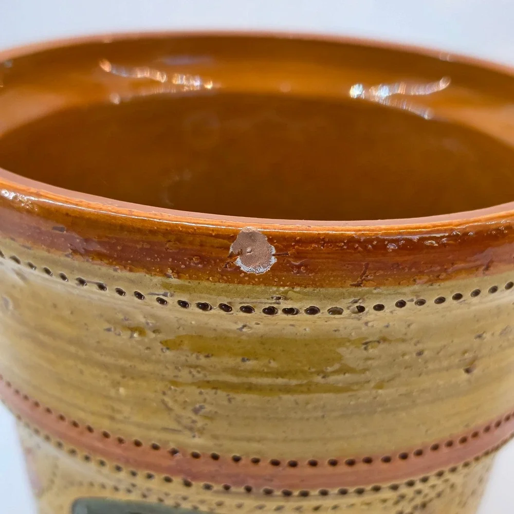 Bitossi Liberty‎ Planter Italian Art Pottery Cachepot Floral Aldo Londi Mustard